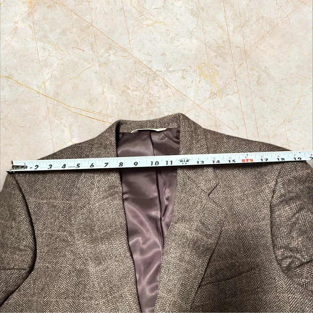 Vintage Brown‎ Herringbone Wool Blazer Union USA Made Classic Mens Sport Coat